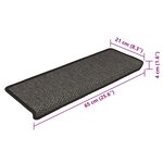vidaXL Tapis d'escalier autocollants 15 Pièces 65x21x4 cm Anthracite