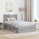 vidaXL Cadre de lit Gris Sonoma 100 x 200 cm Pin massif
