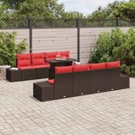 vidaXL Ensemble de canapé de jardin 9 Pièces Marron et rouge polyrotin