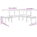 vidaXL Salon de jardin avec coussins 4 Pièces noir acier enduit de poudre