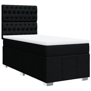 vidaXL Sommier à lattes de lit avec matelas Noir 90x190 cm Tissu