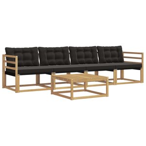vidaXL Ensemble de canapés d'extérieur 5 pc Blanc et noir