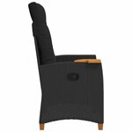 vidaXL Chaise inclinable avec plateau à thé Noir 62 x 64 x 112 cm