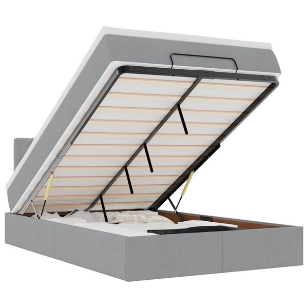 vidaXL Lit ottoman avec matelas gris clair 120x200 cm tissu