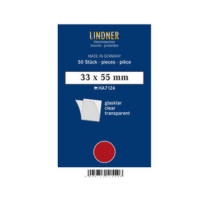 Pochettes simple soudure 33 x 55 mm pour timbres-poste. Fond - Transparent