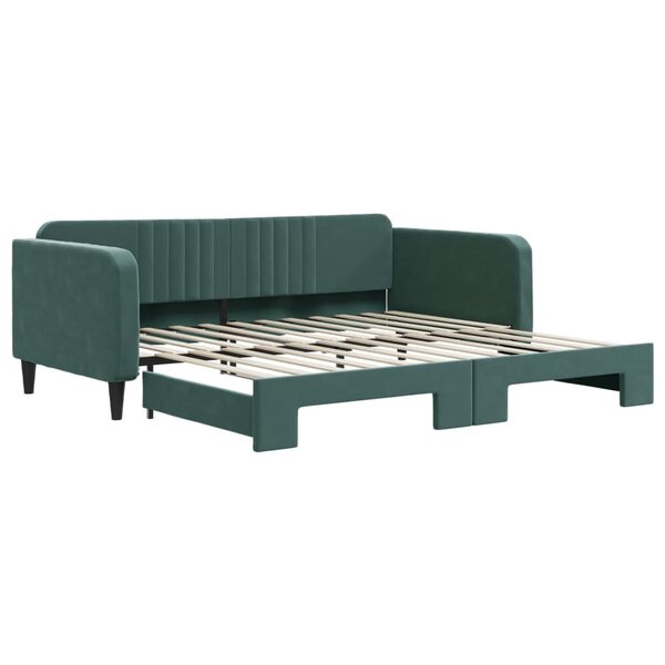 vidaXL Lit de jour avec lit gigogne vert foncé 100x200 cm velours