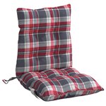 vidaXL Coussins de chaise à dossier bas lot de 6 motif carreaux rouge