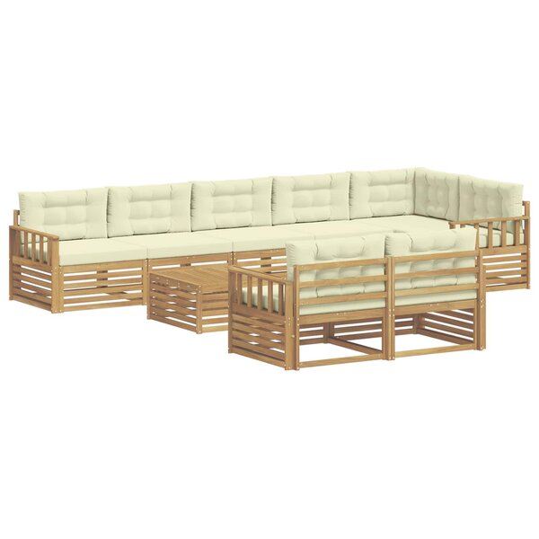 vidaXL Ensemble de canapés d'extérieur 9 pc Blanc et crème Polyester
