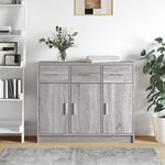vidaXL Buffet sonoma gris 91x28x75 cm bois d'ingénierie