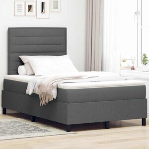 vidaXL Lit à ressorts avec matelas Gris foncé 120 x 200 cm tissu