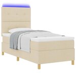 vidaXL Lit à ressort LED avec matelas Crème 80 x 200 cm tissu