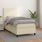 vidaXL Lit à sommier tapissier avec matelas Crème 90x190 cm Similicuir