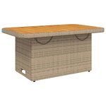 vidaXL Table de jardin beige 90x55x71 cm résine tressée et bois acacia