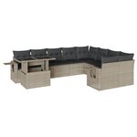 vidaXL Salon de jardin avec coussins 10 Pièces gris clair résine tressée