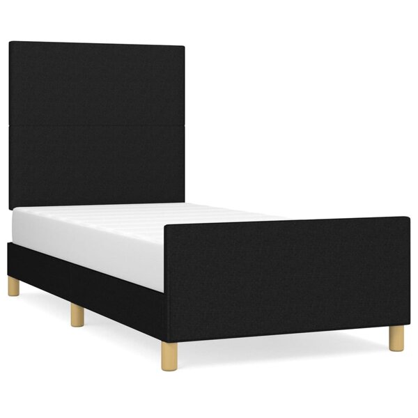 vidaXL Cadre de lit avec tête de lit Noir 90x190 cm Tissu