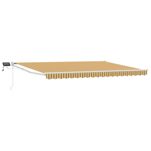 vidaXL Store rétractable manuel avec LEDs Jaune  Gris et Blanc 5 x 3 m