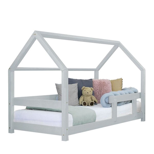 Lit cabane enfant TERY 140 x 200 gris clair
