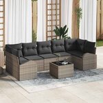 vidaXL Ensemble de canapé de jardin 8 Pièces Gris 55 x 55 x 37 cm