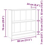 vidaXL Bibliothèque Gris béton 80x24x75 cm Bois d'ingénierie