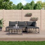 vidaXL Salon de jardin 5 Pièces avec coussins anthracite résine tressée