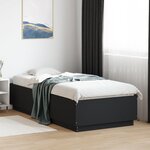 vidaXL Cadre de lit avec lumières LED noir 100x200cm bois d'ingénierie