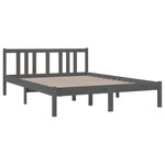 vidaXL Cadre de lit sans matelas gris bois massif 135x190 cm