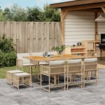 vidaXL Ensemble à manger de jardin et coussins 11 Pièces beige poly rotin