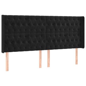 vidaXL Tête de lit avec oreilles Noir 183x16x118/128 cm Velours