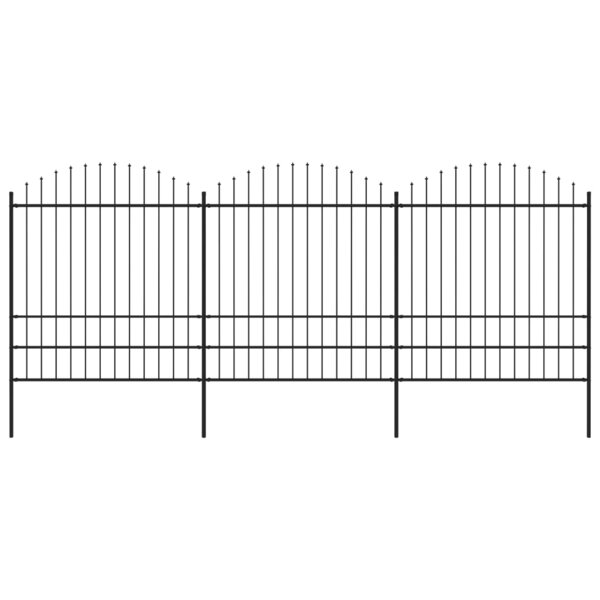vidaXL Clôture de jardin à dessus en lance Acier (1 75-2)x5 1 m Noir