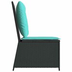 vidaXL Canapé de jardin avec coussin Noir et turquoise polyrotin