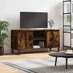 vidaXL Meuble TV chêne fumé 104x35x50 cm bois d'ingénierie