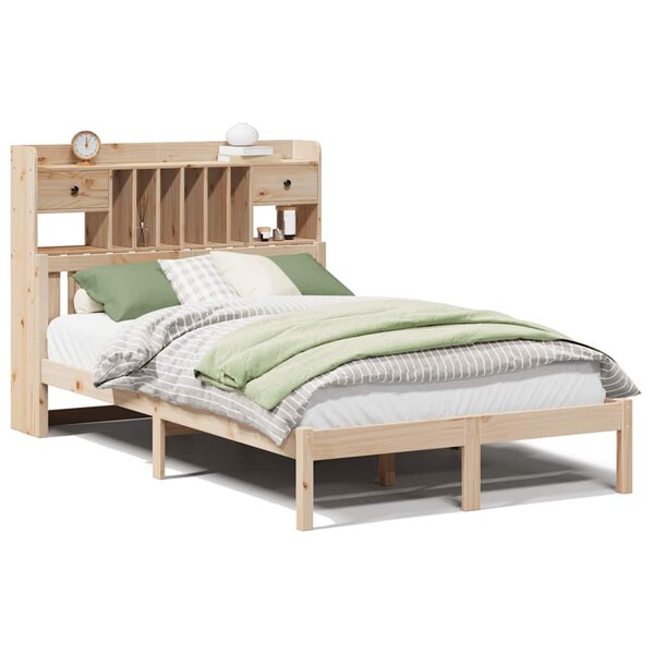 vidaXL Lit bibliothèque sans matelas 135x190 cm bois de pin massif