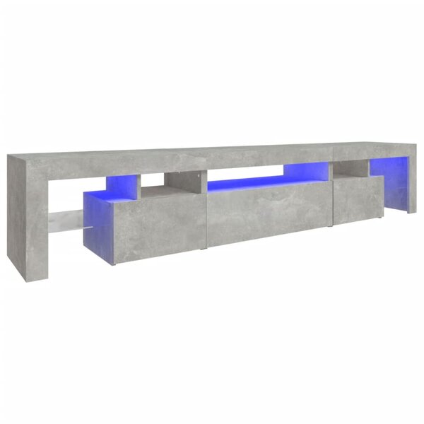vidaXL Meuble TV avec lumières LED Gris béton 215x36 5x40 cm