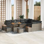 Ensemble de Canapés de Jardin de 12 pièces avec Coussins en Poly Rattan Gris