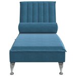 vidaXL Chaise longue de massage avec traversin bleu velours