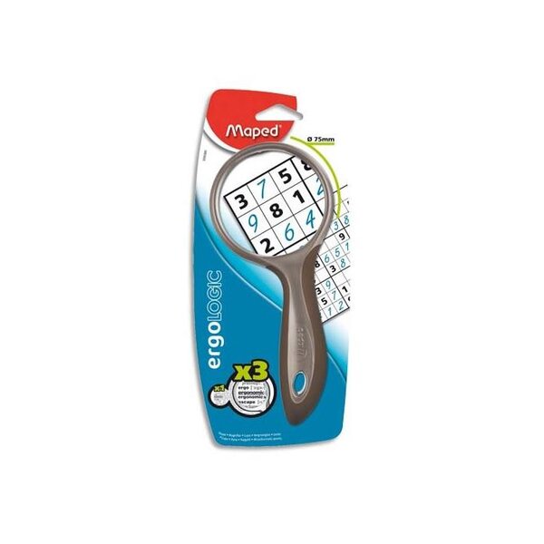 Loupe Ronde Diam 75 mm poignée soft touch Noir / Gris MAPED