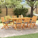 Chaises de jardin pliantes vidaXL avec coussin gris 8 pièces en bois d'acacia massif