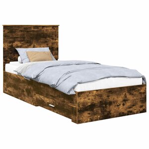 vidaXL Cadre de lit Chêne fumé 90 x 190 cm Bois d'ingénierie