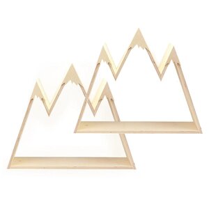 2 étagères murales en bois montagne 50 x 40 x 10 cm