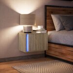 vidaXL Table de chevet murale avec lumières LED chêne sonoma