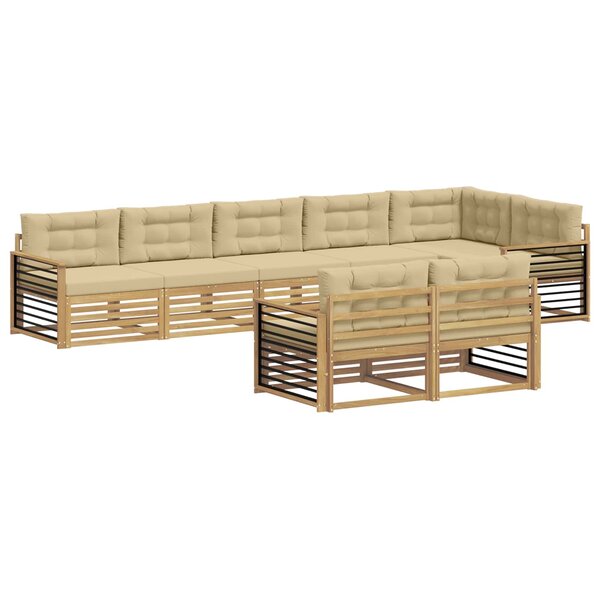 vidaXL Ensemble de canapés d'extérieur 8 pc Blanc et Beige Polyester
