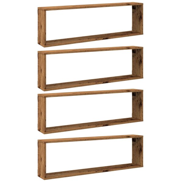 vidaXL Étagères cube murales 4 Pièces vieux bois 100x15x30 cm