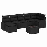 vidaXL Ensemble de canapé de jardin avec coussin 8 Pièces Noir Poly rotin
