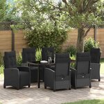 vidaXL Ensemble de salle à manger pour jardin 7 Pièces Noir polyrotin