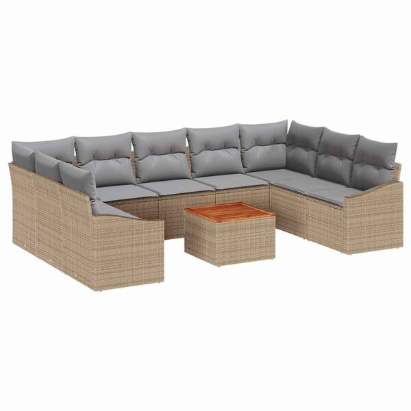 vidaXL Ensemble de canapé de jardin 10 Pièces Beige et Gris clair