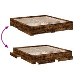 vidaXL Cadre de lit avec tiroirs sans matelas chêne fumé 180x200 cm