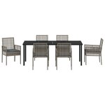 vidaXL Ensemble de salle à manger de jardin 7 pièces avec coussins gris en poly rattan