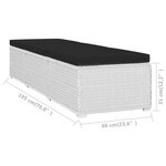 vidaXL Chaise longue avec coussin et table à thé rotin Blanc