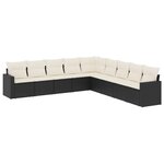 vidaXL Salon de jardin 9 Pièces avec coussins noir résine tressée