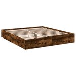 vidaXL Cadre de lit avec tiroirs sans matelas chêne fumé 200x200 cm